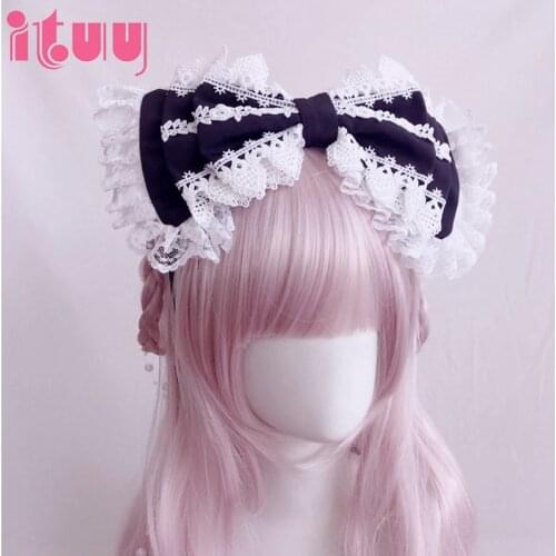 Japanese Sweet Lace Bowknot Lolita KC Hair Band Hair Clip Dual-use Headwear Headband Retro Princess Girl Hair Accessories