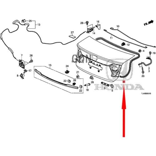 Rear lid rubber strip Hon daA CCO RD-2013 Rear door seal Luggage lid gasket Luggage hatch lid gasket Luggage lid gasket