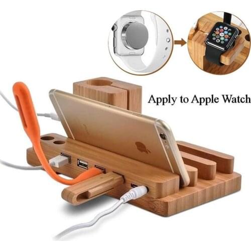 For Apple Watch 38&42mm i Watches Wood Bamboo Station Charging Dock Cradle Stand Holder For iPhone 6S 7 PLUS/S5 Neo S 9 Edge J