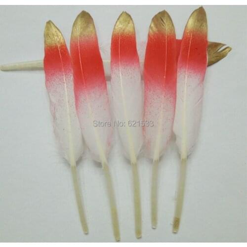 Gold/Red/White Feathers,Gold Dipped Dream Catcher Feathers,Wedding Decorations,Feather Embellishments, 50pcs/lot