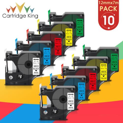 Cartridge King 10PK Mixed 45013 40913 for Dymo D1 12mm Label Tape Dymo Label Manager LM160 Compatible Dymo Label Printer 43610
