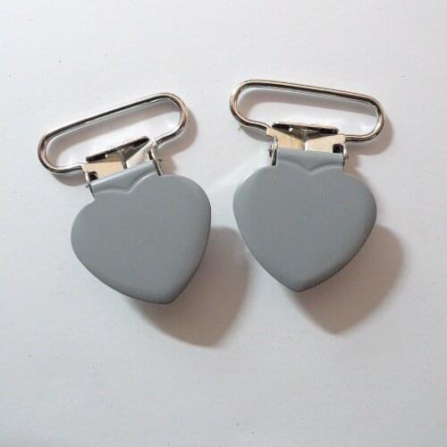 25pcs 1'' 25mm #33 GREY COLOR Heart Shape Suspender Clips