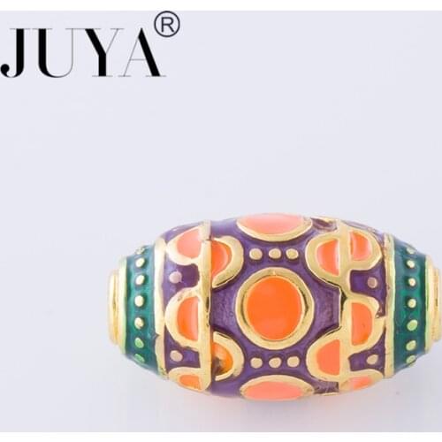 5 pieces gold copper enamel beads for jewelry making 16mm*9mm Oval Shape Beads Spacers Handmade Strand Jewelry Findings