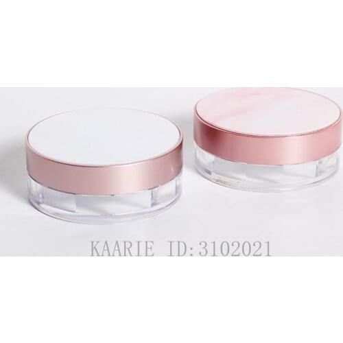 8.5g 30pcs Round Empty Cosmetic Pink/White Powder Refillable Jar, DIY Plastic Loose Powder Case with Sifter, Beauty Makeup Tool