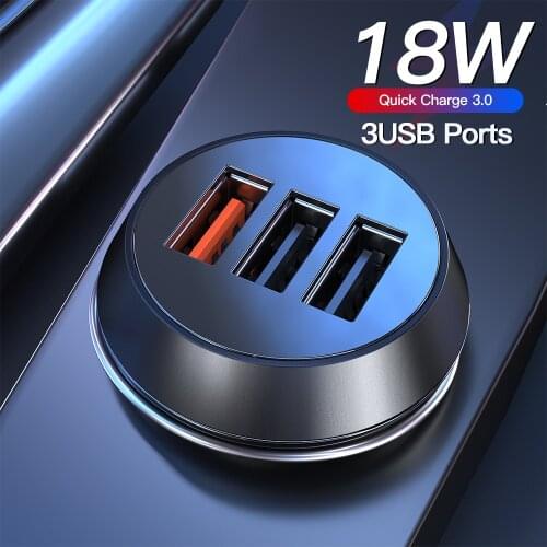 Car USB Charger 3 Ports Fast Charging For iPhone 12 Samsung 18W Quick Charge 3.0 Mini USB Mobile Phone Charger Adapter ​in Car