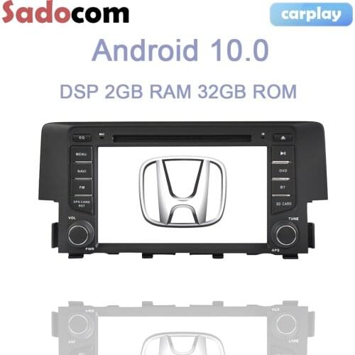 7" DSP 2 din Android 10.0 Car DVD player autoradio 32GB ROM 2GB RAM GPS car radio 4.0 for Honda CIVIC 10 2015 2016 2017 2018