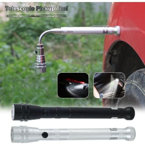 Car LED Telescopic Magnetic Pick-Up Tools Grip Extendable Pickup Rod Long Reach Pen Handy Tool for Picking Up Nuts