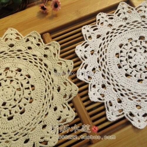 Free shipping 6pic/lot 20 25 30cm crochet cotton doilies with flowers decor for home decor felt table towel pad lace coaster