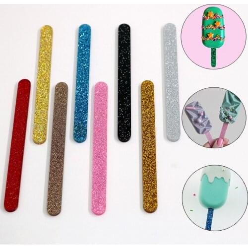50Pcs Glitter Acrylic Ice Cream Sticks Popsicle Stick DIY Handmade Making Craft Cakesicle Stick Baby Shower Kid Gift Party Decor
