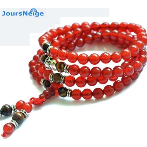 Natural Red Crystal Bracelets for Women 108 Beads 6mm Round Crystal Tiger Eye Stone Multilayer Bracelet Jewelry Accessories