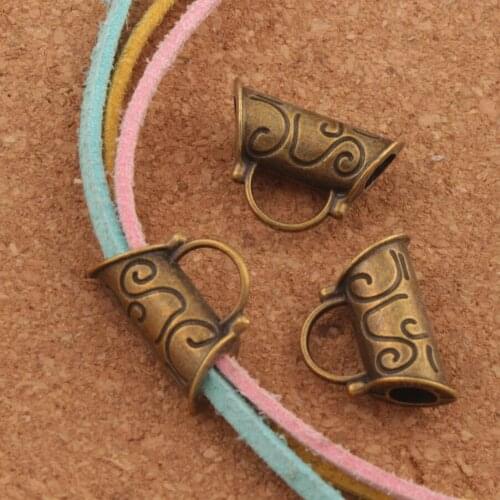 Flower Swirl Tube Bails Beads Fit Charm European Bracelet L296 20pcs Antique Bronze