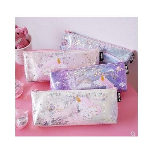 Unicorn Pencil Case Holographic Laser Pen Bag For Girl Boys Student Large Capacity Waterproof Pen Box School Supply Stationery
