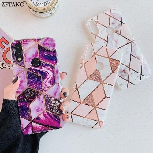 Plating Marble Phone Cases For Xiaomi Redmi 8 8A Note 9S 8 Pro Max Case For Redmi Note 7 Pro Case Silicone Soft TPU Back Cover