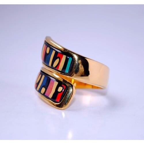 Cloisonne enamel circular fashion jewelry plated gold rings009