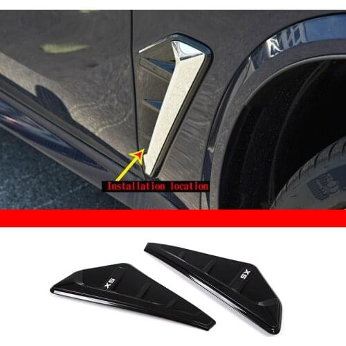 For BMW X Series X5 G05 X5M F95 2019-21 Car Styling ABS Black car shark gill side fender vent 3D Sticker Car Accessories Replace