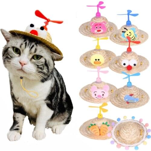 Dog Hat Pet Decoration For Small Medium Big Cats Costume Puppy Photography Props Cute Fan Dog Cat Straw Cap Pet Supplies