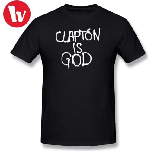 Eric Clapton Music Tee Shirt Clapton is God - White On Black Plus Size T Shirt 2018 Men Fashion T-Shirt Beach Casual Tee Shirts