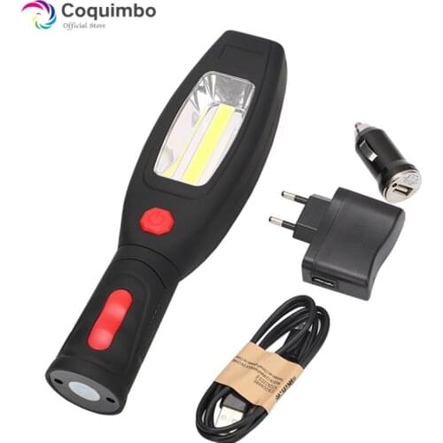 Strong Magnet USB Charging Torch Lamp 2 Modes Rechargeable Flashlight With Car Charger Super Bright COB LED Working Lamp