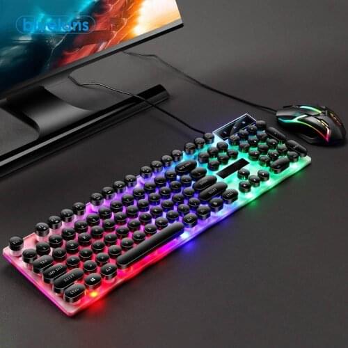 GTX300 USB Wired Colorful LED Backlit Gaming Keyboard with Mouse for PC Laptop