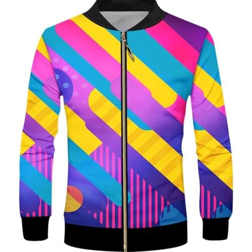 IFPD EU/US Size New Paint Colorful Stripes Zipper Jackets Autumn Men 3D Printing Sweatshirts Personality Streetwear Casual Coat