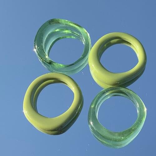 Emerald Matcha Nature Solid Color Rings Resin Irregular Shape Hand Jewelry Fashion Concise Accessories For Friends