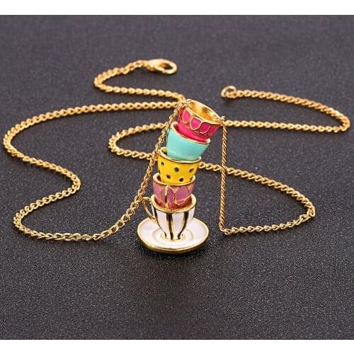 Beautiful New Creative Trend Necklace Fashion Tea Cup Necklace Gift Trendy Jewelry Female Necklace