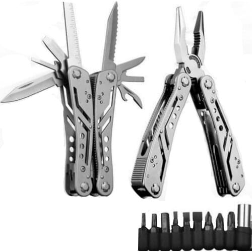 Multifunctional tool pliers folding knife survival outdoor EDC gear multi-purpose pocket knife stainless steel fishing plier bit