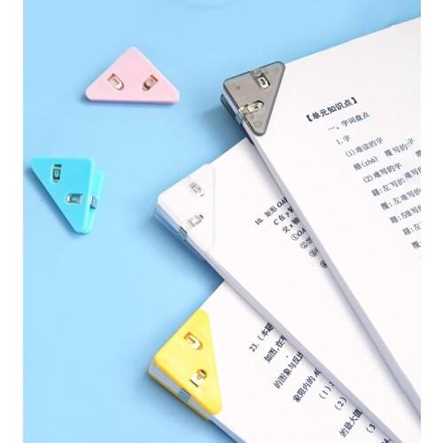 5pcs Mini Color Corner Clips Set Triangle Transparent Page Holder Index Memo Clamp Clip for About 40 Sheets Office School F666