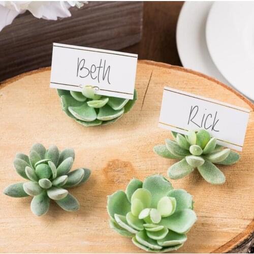 Natural Design Green Succulent Plant Place Card Holders/Table Number Holder For Wedding Party Decoration LX2788