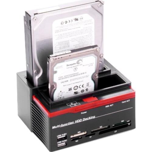 New Multifunction Dual Slot 2.5/3.5inch IDE SATA SDD HDD Docking Station Card Reader