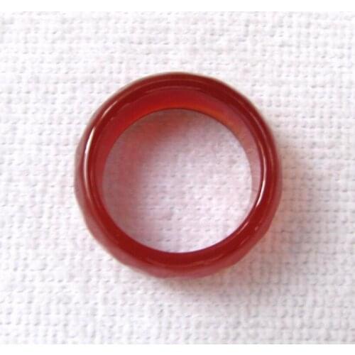 New hot sell natural Red onyx jade hand carved band ring