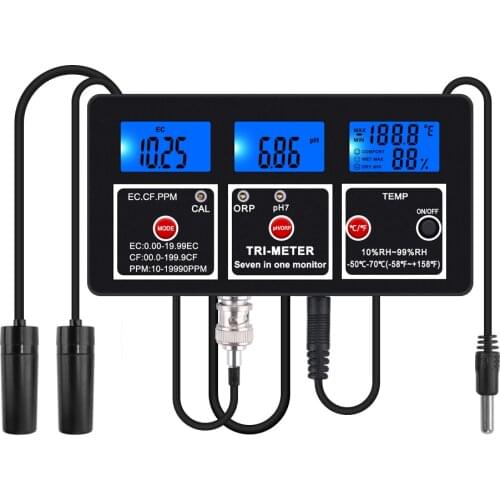 New 7 in 1 Water Quality Tester PH meter Multi-parameter aquarium PH/Temperature/EC/CF/RH/TDS