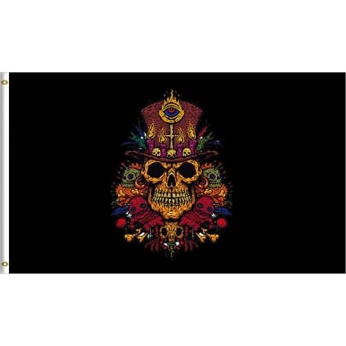 Punk Skeleton Warrior Samurai Flag Cool Skeleton Digital Printing Flag 100D Polyester 3x5 Ft Pow Mia Flag For Advertising