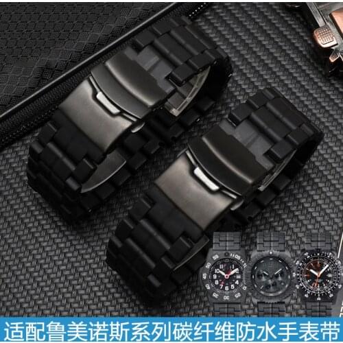 Plastic Fiber Watch Band For Luminox Watch Strap 3050 3051 3080 3150 8800 23MM Watchband Black Double Safety Buckle