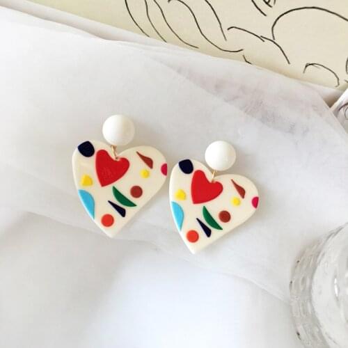 Resin Fashion Multi Hyperbole Heart Earrings Wholesale Big Dangle Earrings