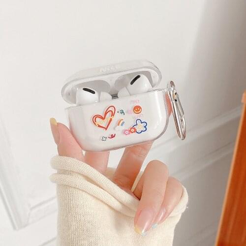 For AirPods Pro Case Transparent Clear Case for Airpods 2 1 Cute Soft Silicone Cases for Apple Airpods Pro Covers Funda Keychain