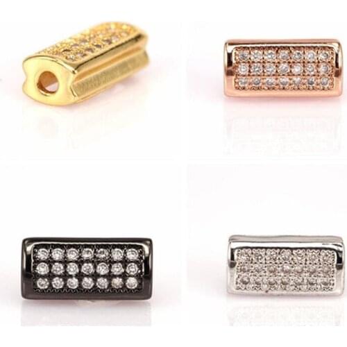 Rectangle beads for Adjustable Sliding Knot Closure bracelet Micro Pave Beads CZ Bead Clear Cubic Zircon beads 6*12m