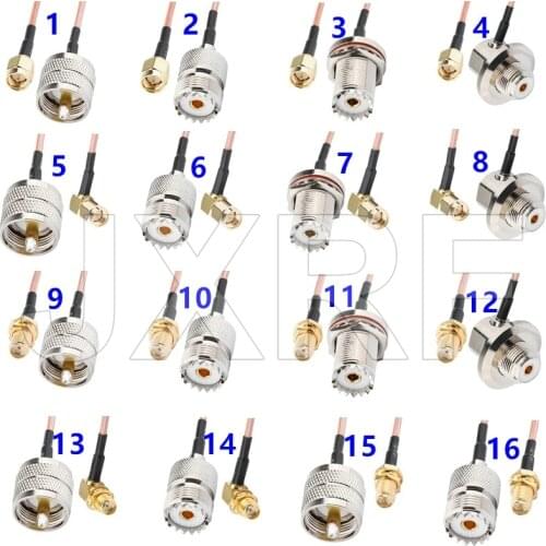 JXRF Connector SMA Male Female to PL259 SO239 UHF Male Female Right angle Adapter RG316 Cable Jumper Pigtail
