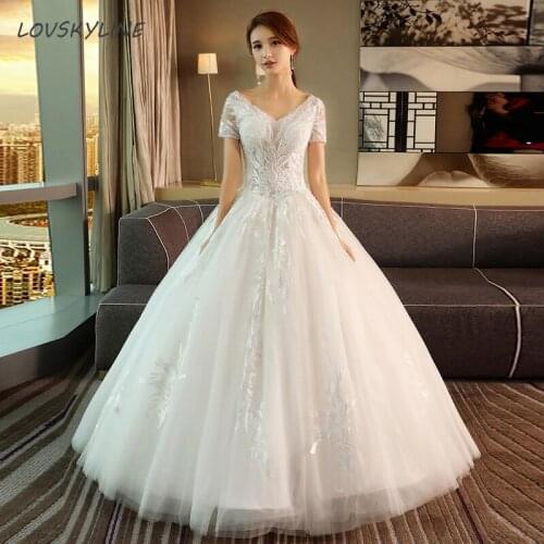 Luxury Wedding Dresses Short Sleeve Lace Embroidery Beading Sexy Long Bridal Wedding Gowns New Fashion Custom Size