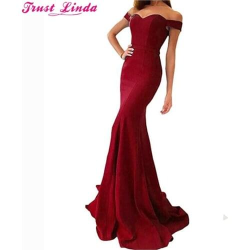 Sexy Sweetheart Cap Sleeve Burgundy Mermaid Bridesmaid Dresses Simple Long Prom Dress