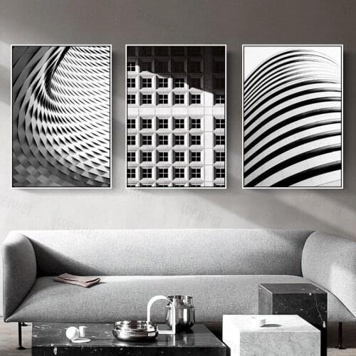 Modern Black and White Architecture Film Photography Style Wall Art Posters Classic Canvas Painting for Living Room Bedroom Deco