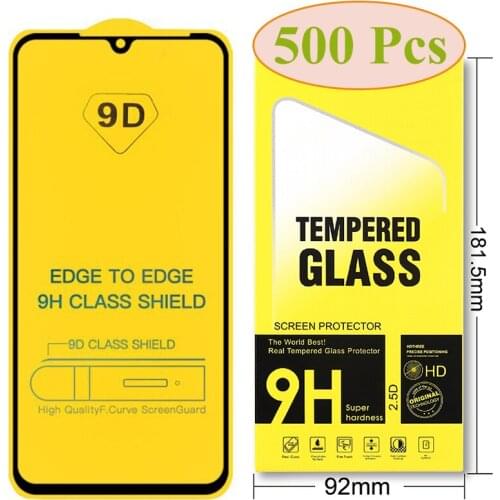 500pcs 9D Tempered Glass For Xiaomi Mi 9 Lite 9T Pro SE 9X CC9 E X2 Mix 3 A3 PLAY Full Glue Film Screen Protector with Package