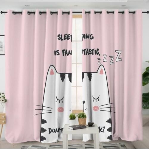 3D Window Curtains Cortinas De Dormitorio Cute Cat Print Room Home Decor Rideau De Fenetre Drapes Cotinas Rideau Salon