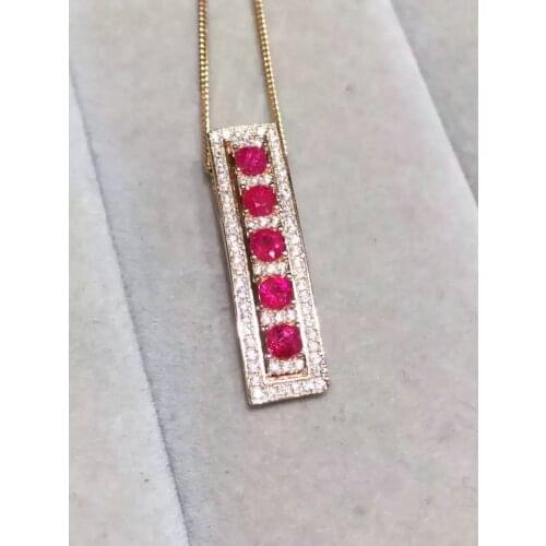 Natural red ruby stone pendant S925 silver Natural gemstone Pendant Necklace trendy Two wear array women girl party jewelry