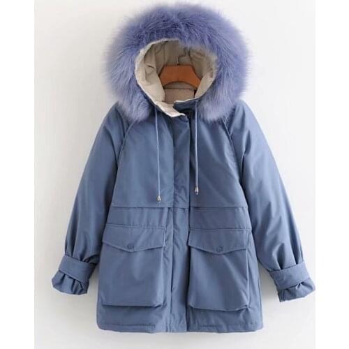 Winter Warm Jackets Women Fur Collar Long Parka Plus Size Coat Casual Cotton Women Outwear Park Plus size