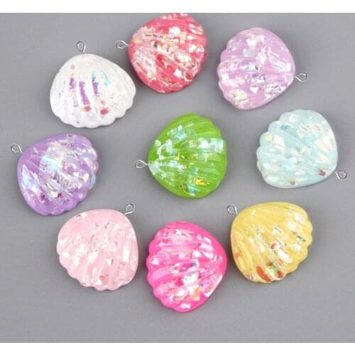 10pcs 19*21MM DIY resin fittings pretty jelly shell charms pendants craft ornament jewelry making materials boutique trinket