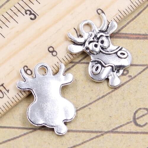 12pcs Charms Milk Cow 23x17mm Antique Silver Color Pendants Making DIY Handmade Tibetan Finding Jewelry For Bracelet