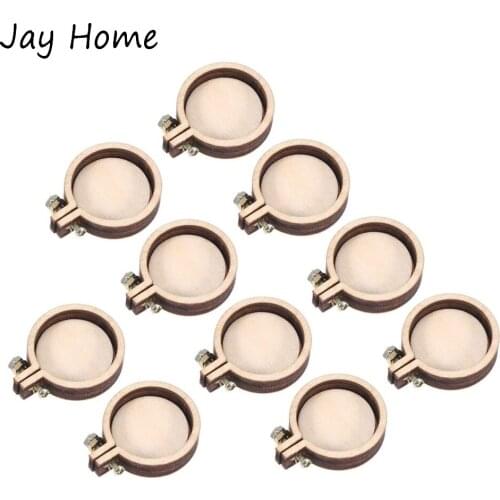 2Pcs Mini Wood Embroidery Hoops Round Cross Stitch Frame Embroidery Hoop Ring for Cross Stitch Craft DIY Sewing Accessories