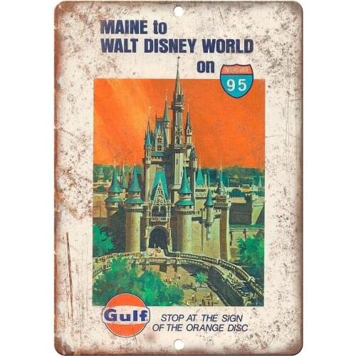 Adkult Gulf Oil Maine to Florida Travel Map 12" x 9" Reproduction Metal Sign T180