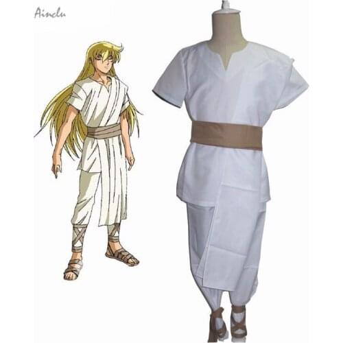 Ainclu New Saint Seiya Soul of Gold Gold Saints Virgo Shaka White Uniform Anime Adult Kid Halloween Cosplay Costume